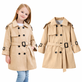 Płaszcz dla dziewczynki – elegancki beżowy trench dziecięcy | LeAnKa 2