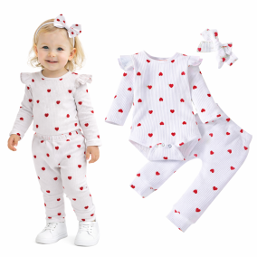 Komplet niemowlęcy body i legginsy z serduszkami – dla dziewczynki | LeAnKa 2