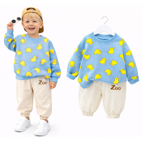 Komplet chłopięcy kaczuszki – bluza niebieska i spodnie jogger | Leanka 2