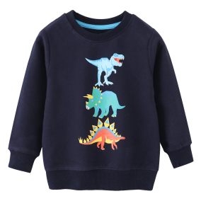 Bluza chłopięca bawełniana z nadrukiem dinozaurów – granatowa | LeAnKa