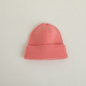 Czapka dziecięca bawełniana zimowa, unisex, róż koralowa