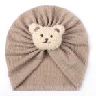 Czapka turban niemowlęca z misiem – bawełniana czapeczka dla dziecka | Leanka