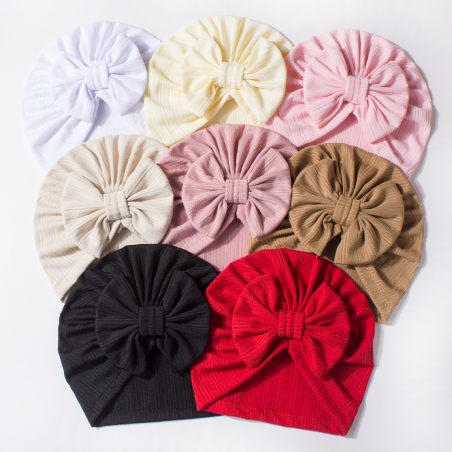 Turban dziecięcy z kokardą – modna czapeczka niemowlęca LeAnKa