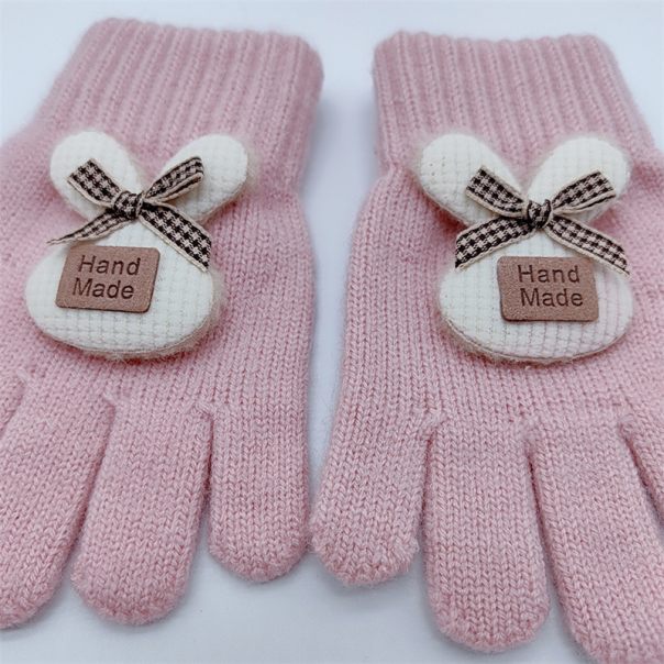 Rękawiczki dziecięce zimowe Handmade z kokardką – ciepłe i stylowe | LeAnKa