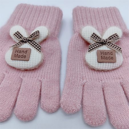 Rękawiczki dziecięce zimowe Handmade z kokardką – ciepłe i stylowe | LeAnKa