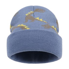 Czapka zimowa dla chłopca w dinozaury – niebieska, ciepła, 1–6 lat | LeAnKa  Meta description: