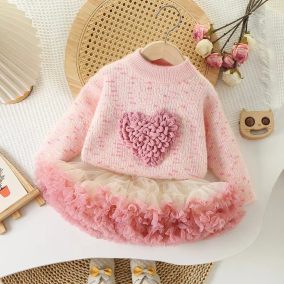 Komplet sweter i spódnica tutu dla dziewczynki | Elegancki zestaw dziecięcy 2
