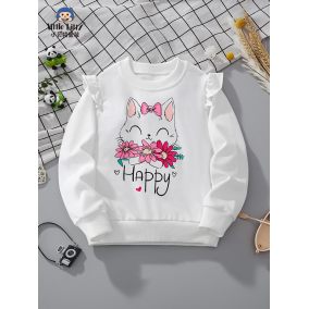 Bluza dla dziewczynek z kotkiem i falbankami| LeAnKa