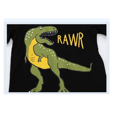 Bluzka dla chłopca 3–8 lat z dinozaurem T-Rex – czarna bawełniana | LeAnKa