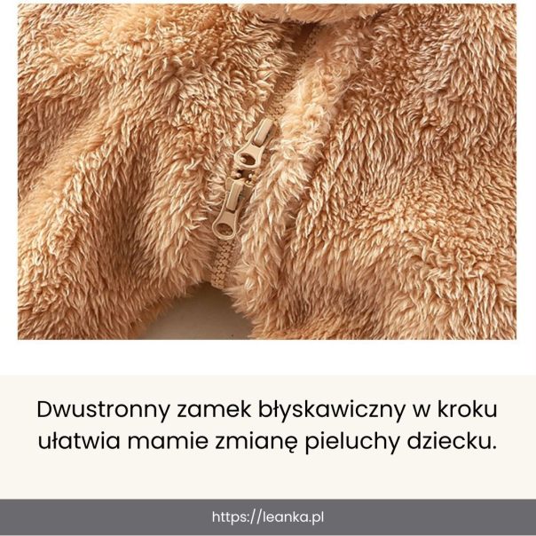 Kombinezon niemowlęcy miś z kapturem – miękki i ciepły | LeAnKa