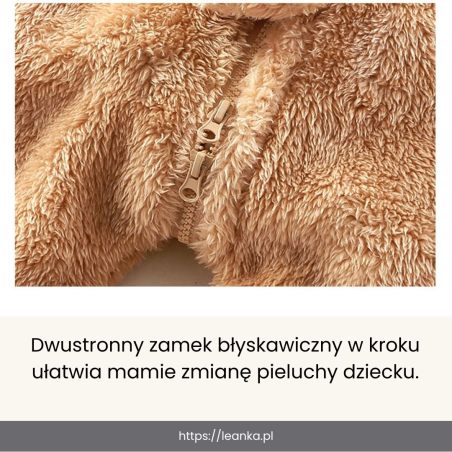 Kombinezon niemowlęcy miś z kapturem – miękki i ciepły | LeAnKa