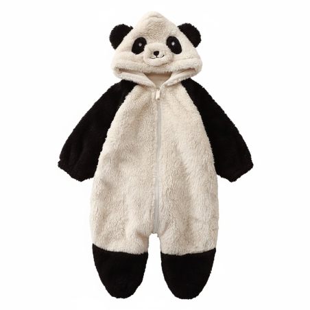 Kombinezon dziecięcy panda – miękki kombinezon niemowlęcy z flaneli | LeAnKa