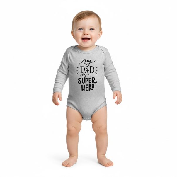 Body niemowlęce z nadrukiem „My Dad is a Super Hero” LeAnKa