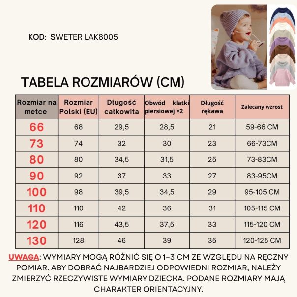 Sweter dziecięcy bawełniany oversize – kolorowy sweterek dla niemowląt i dzieci | LeAnKa