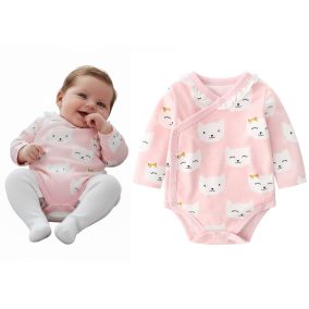 Body niemowlęce w kotki 100% cotton – bawełniane body kopertowe LeAnKa 2