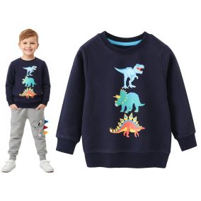 Bluza chłopięca bawełniana z nadrukiem dinozaurów – granatowa | LeAnKa 2