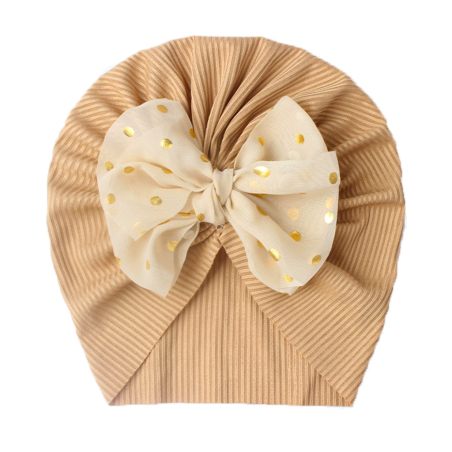 Turban dziecięcy z kokardą w kropki | Stylowa czapeczka dla dziewczynki LeAnKa