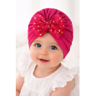 Turban dziecięcy z kokardą w kropki | Stylowa czapeczka dla dziewczynki LeAnKa