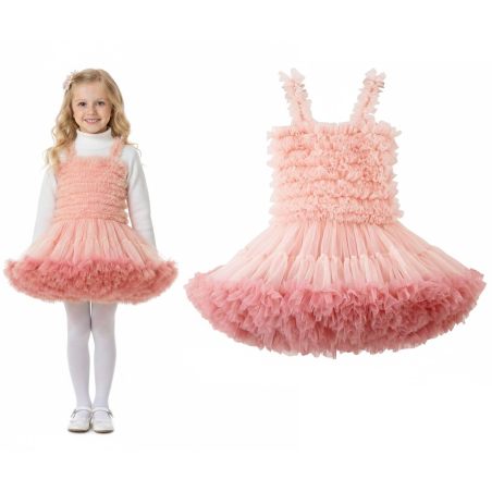 Tiulowa sukienka dziewczęca Princess Róż – elegancka sukienka dla dziewczynki | LeAnKa