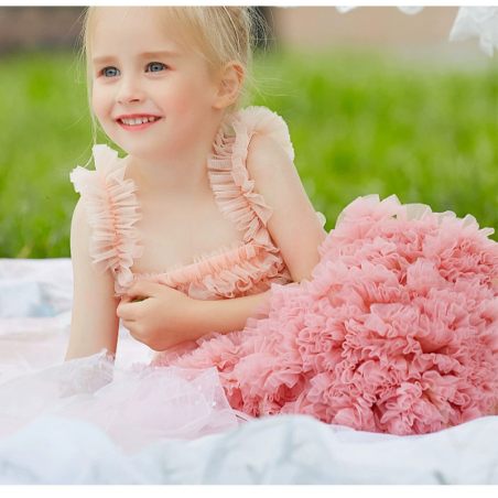 Tiulowa sukienka dziewczęca Princess Róż – elegancka sukienka dla dziewczynki | LeAnKa