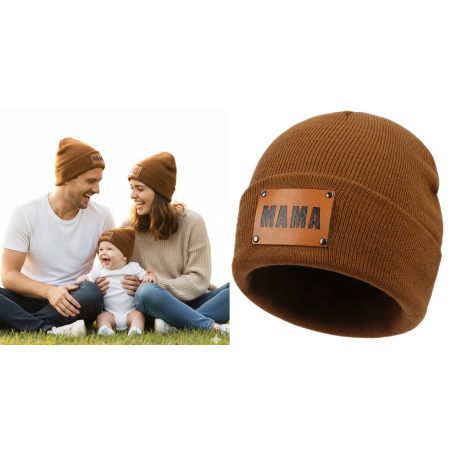 Czapka jesienno-zimowa MAMA – komplet z czapką MINI dla dziecka | LeAnKa